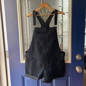 Black denim shortalls